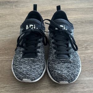 APL Techloom Knit Sneakers in Black and Heather Gray